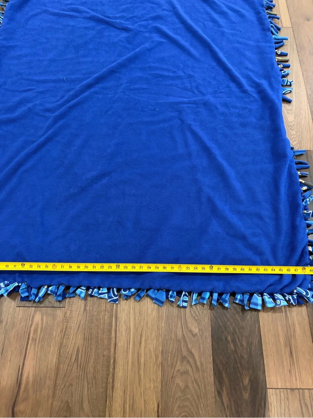 Kansas City Royals MLB Fleece Tie Blanket Plaid Royal Blue Handmade Large 48x70